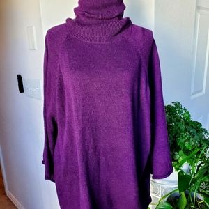Eileen Fisher Italian yarn purple cowl-kneck sweater sz XL